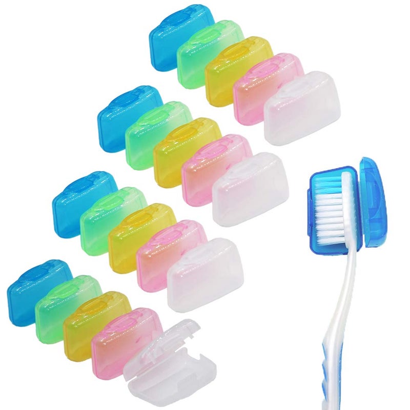 V-TOP 20 Pack Travel Toothbrush Head Covers, Portable Toothbrush Pod Caps Case Protector for Home and Outdoor - Image 1